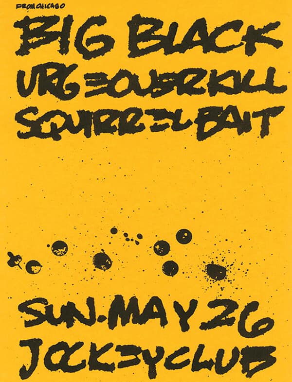 Flyer by Steve Albini that was the source of the Squirrel Bait logo.