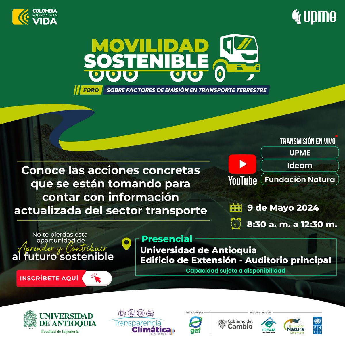 🌍🚗 ¡Participa mañana en el Foro de Movilidad Sostenible sobre Factores de Emisión en Transporte Terrestre! Descubre cómo estamos trabajando para reducir las emisiones de gases de efecto invernadero y promover la movilidad ecoamigable. ¡Inscríbete ya! #MovilidadSostenible…