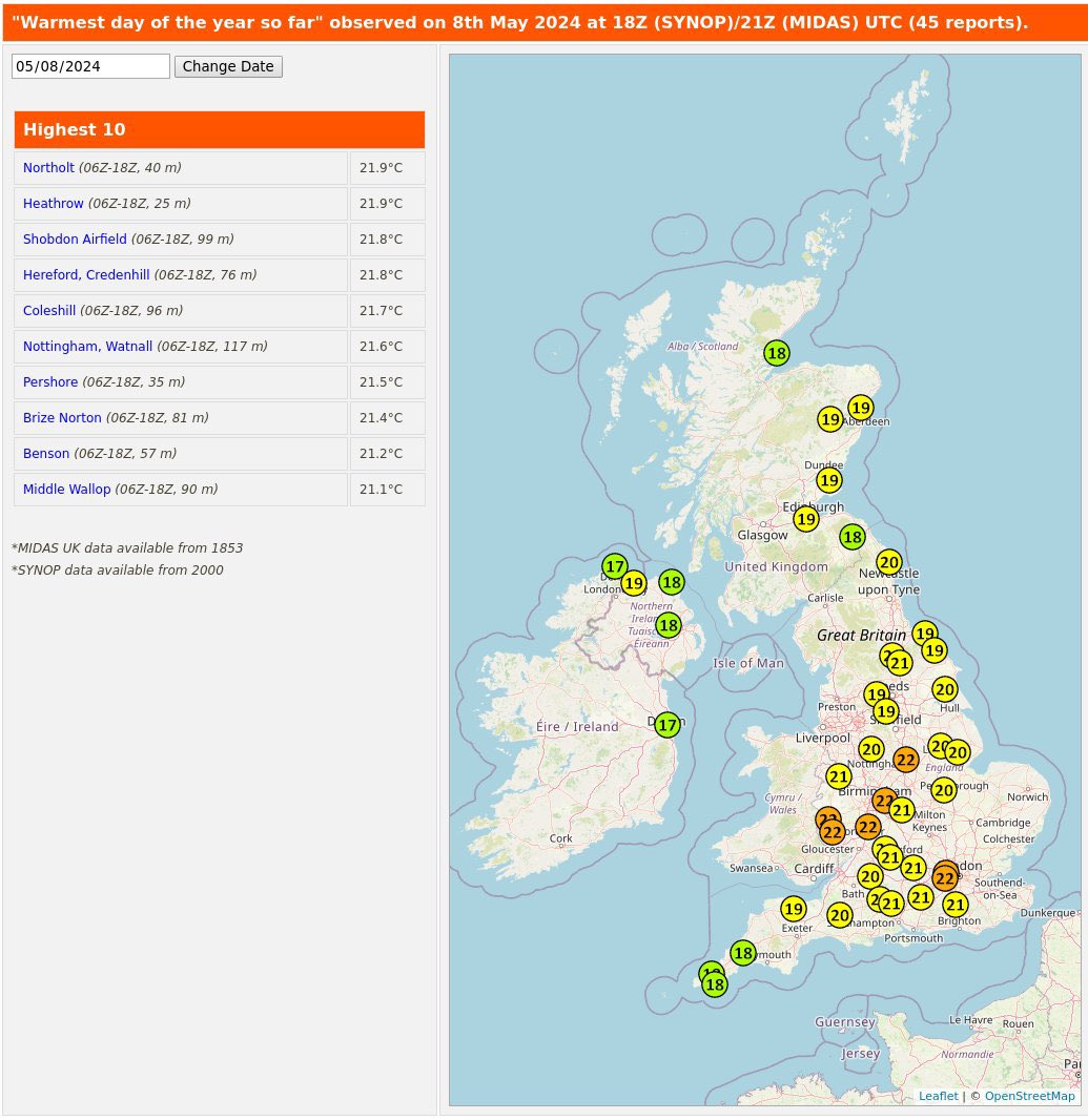 Warmest day of the year locally. All these places recorded their warmest day so far this year today. Via @RoostWeather