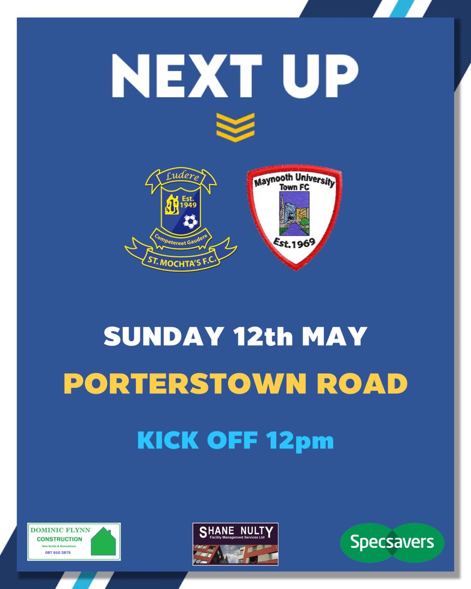 NEXT 🆙 We meet Maynooth University Town at Porterstown Road on Sunday 🔵