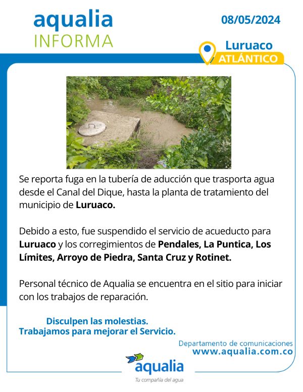 #AqualiaCol_Informa 📷 | 8 de mayo #Atlántico📷 Infórmate aquí con nuestro último aviso #aqualiacolombia

#AqualiaColombia