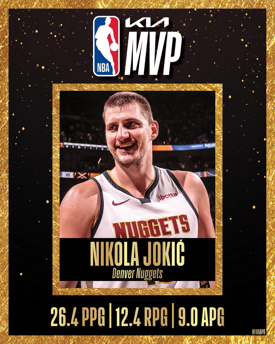 Denver Nuggets center Nikola Jokić is the recipient of the Michael Jordan Trophy as the 2023-24 Kia NBA Most Valuable Player.
