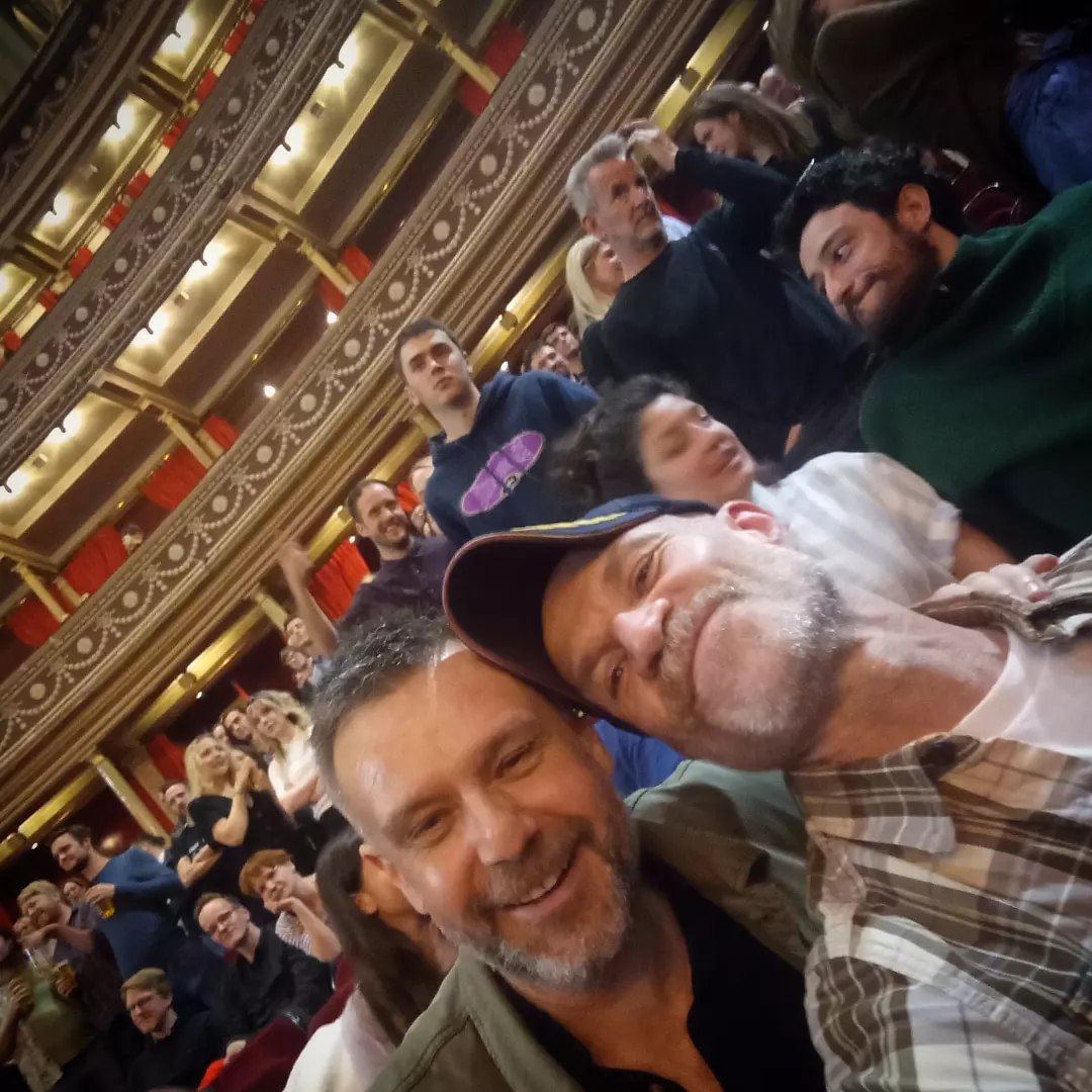 This date. Last year. This pic was taken while a chaotic stage invasion was occurring at the Pete Doherty gig in Albert Hall. Lights came up. Confusion reigned. The crowd seethed, hoped, stumbled, shouted and cheered. Me and Stu (Laing) sat tight and sipped on our sherries.