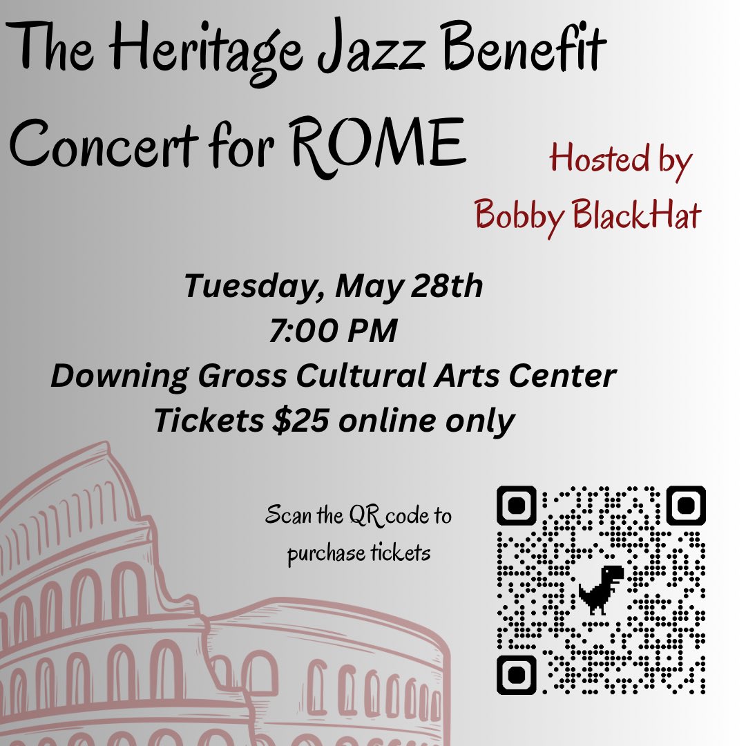 Please use the QR here to buy your ticket to the @HeritageHS Jazz Benefit Concert for Rome. We need our community support!  Please share order your tickets today!
@nnschools 
@CityofNN