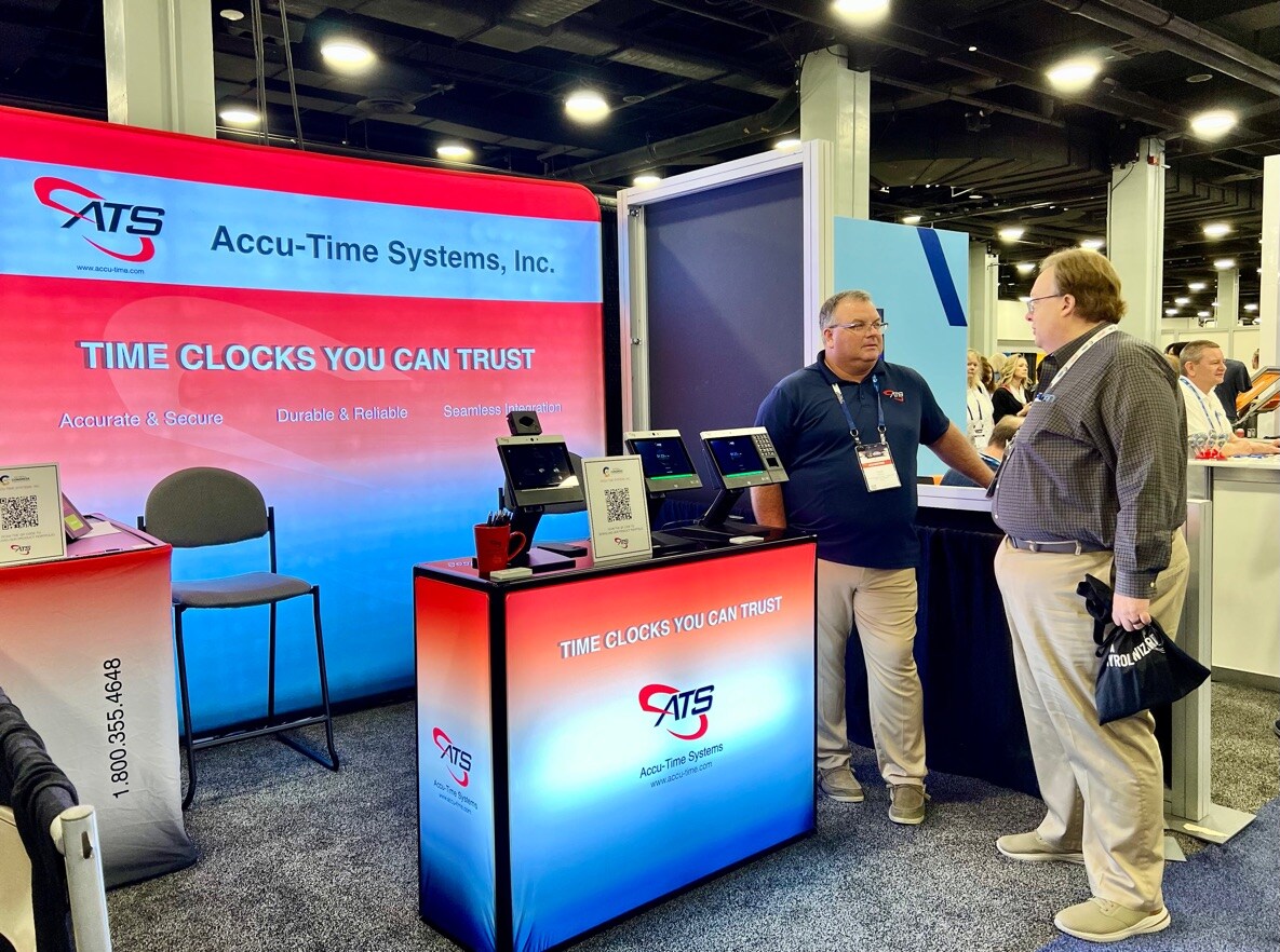 accu_time's tweet image. Our ATS team members are set up at booth 422 at the Payroll Congress Convention &amp;amp; Expo in Nashville, Tennessee, showcasing our stride80 time clocks with facial recognition and palm vein reading technology!
Check out our product portfolio here!
 bit.ly/44yaPza