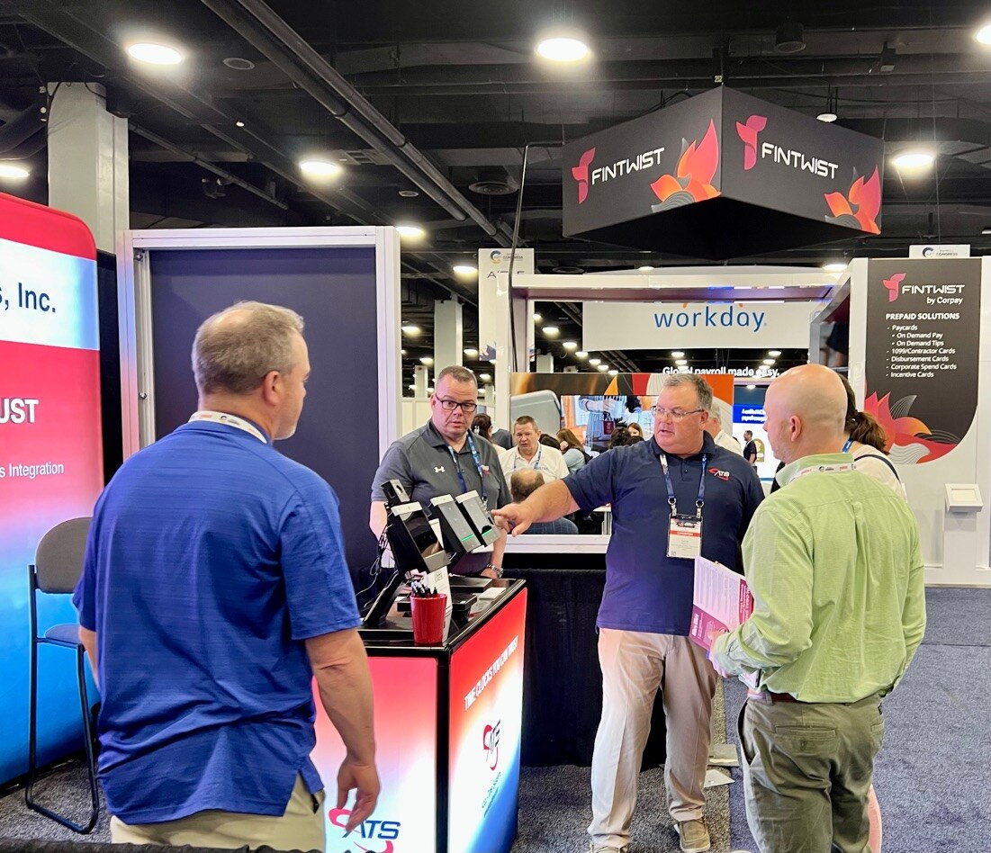 accu_time's tweet image. Our ATS team members are set up at booth 422 at the Payroll Congress Convention &amp;amp; Expo in Nashville, Tennessee, showcasing our stride80 time clocks with facial recognition and palm vein reading technology!
Check out our product portfolio here!
 bit.ly/44yaPza