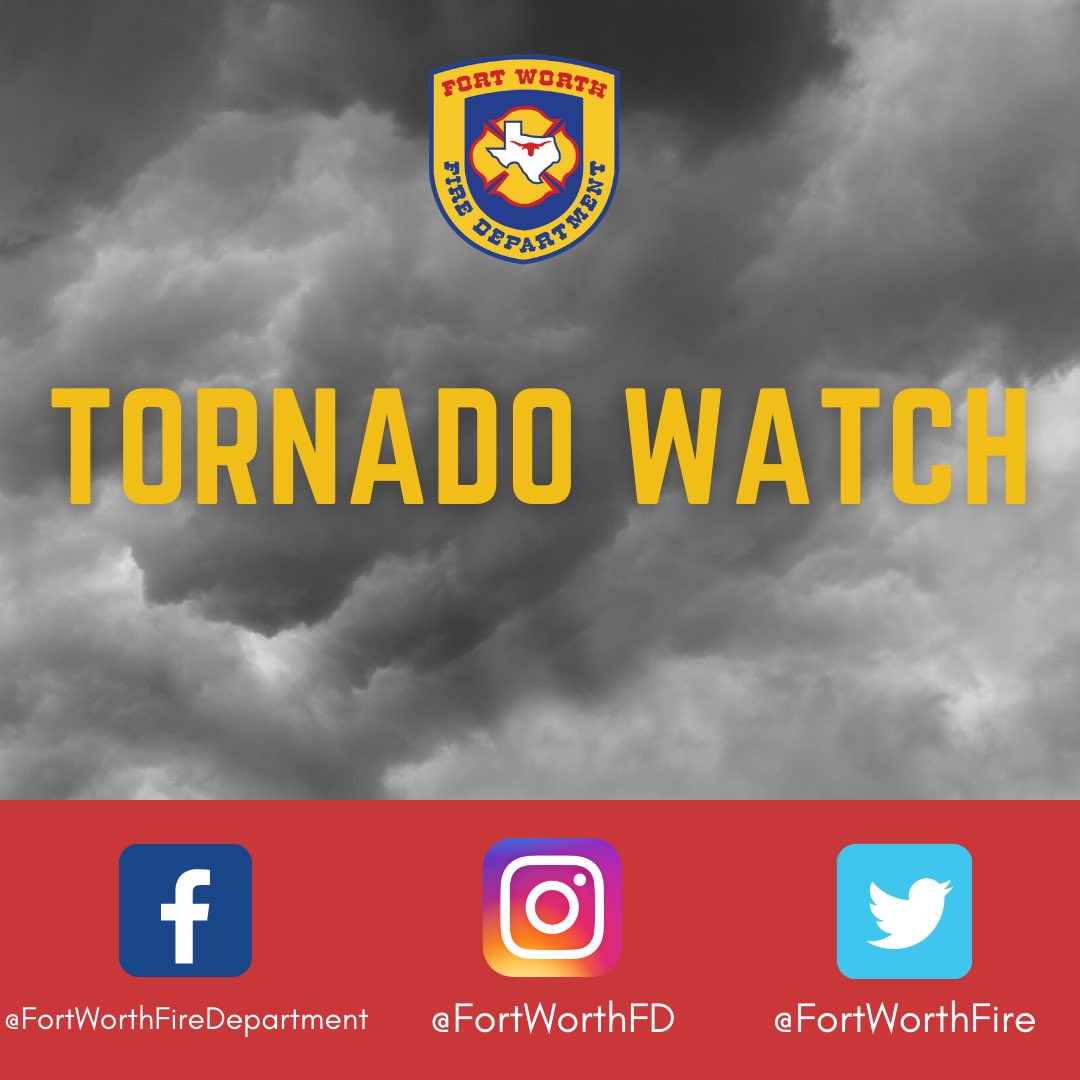 A #TornadoWATCH is in effect until 10pm tonight along with the potential for severe storms. Please stay weather aware and please stay safe, #FortWorth.