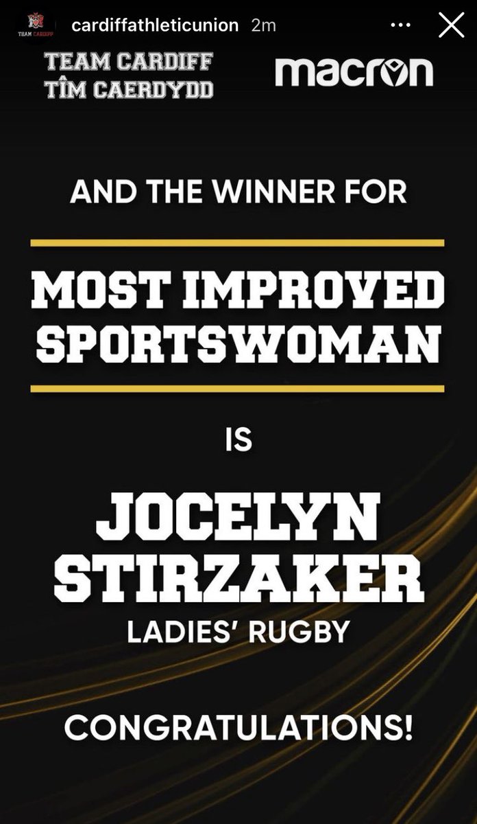 Massive congratulations to @CULRFC Cardiff University Ladies player Jos Stirzaker picking up Most Improved Sportswoman at tonight’s @CardiffUniSport awards. Extremely well-deserved recognition. 👏👏 🔴⚫️🏉🏴󠁧󠁢󠁷󠁬󠁳󠁿