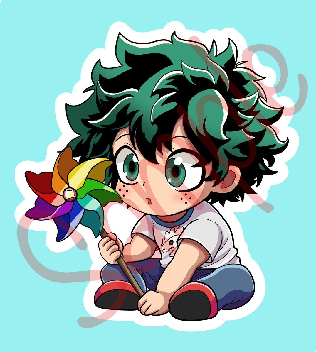 My first MHA sticker design! Izuku Midoriya chibi holding a rainbow pinwheel! 

He will have a companion sticker of Kacchan (for the DkBk in me) but you can buy them separately.

I can’t believe how cute he came out!