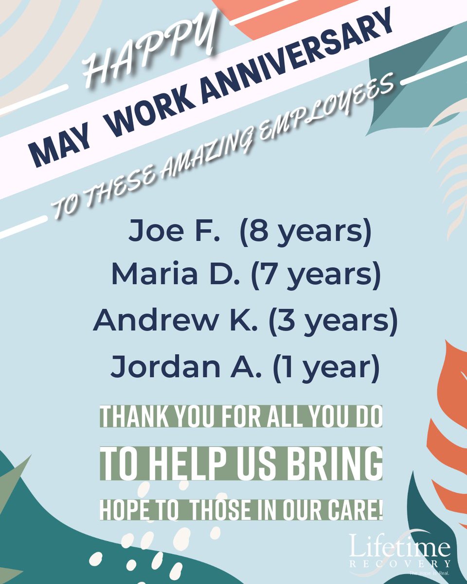 Congratulations to the May work anniversary celebrants!
