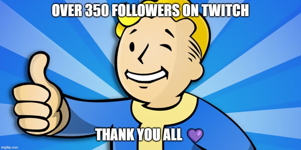 WE PASSED 350 FOLLOWERS 🎉 TY ALL 💜 Hump Day Fallout time...so bring on the roentgens, fun times and chill vibes!! Jump in and join the craic ☘️ We goin’ LIVE in 5! twitch.tv/woolybuffalo208 #fanaticalpartner #inwoolywetrust #fallout4 #TwitchStreamer #gamerdad #humpday