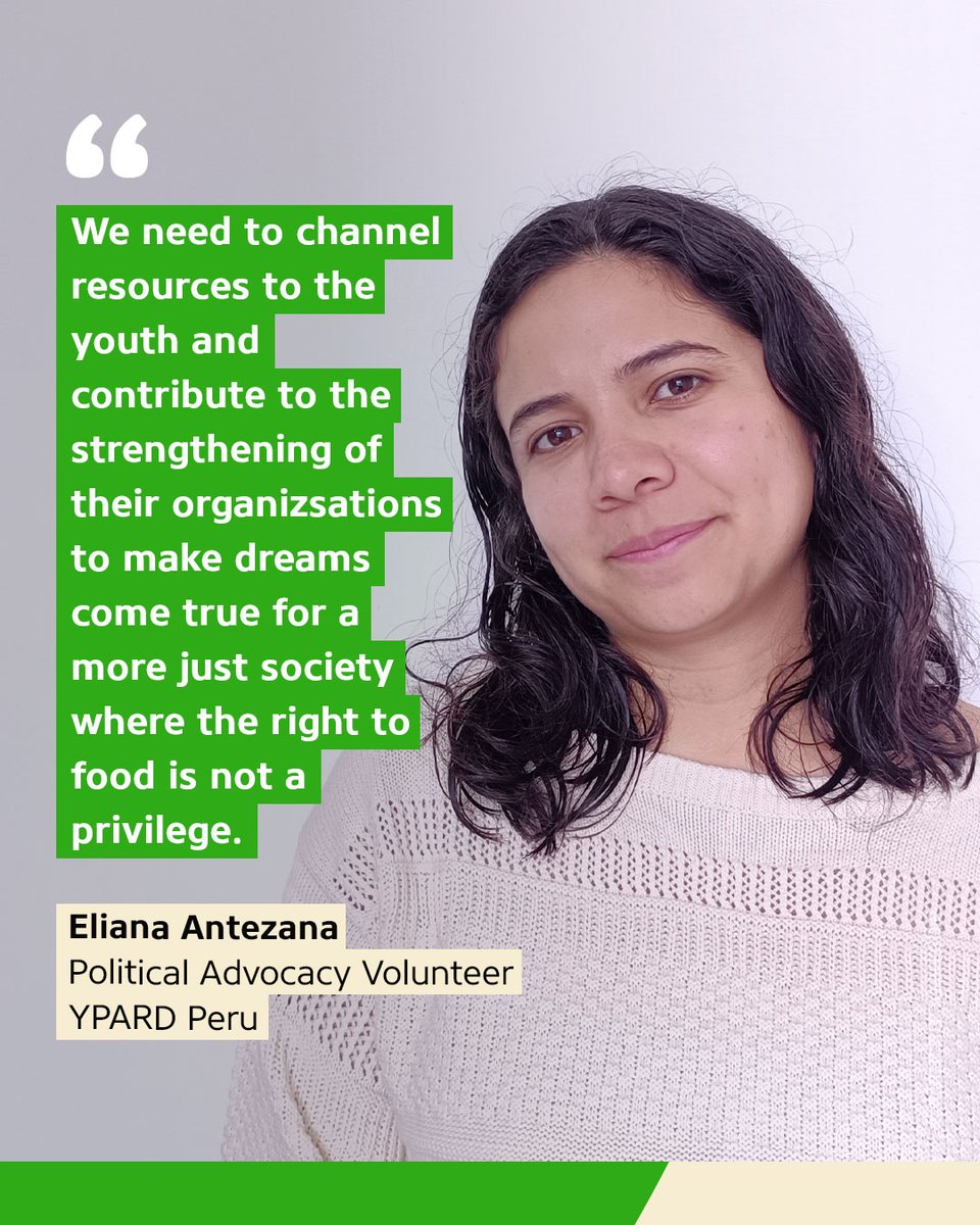 Join the online panel discussion at #UNCSC organised by @FAO, @FoodCoalitionKE, @UNHumanRights & WHH on the critical importance of the right to food for future generations. One of the panelists is Eliana Antezana of @YPARD Peru, a partner of @whh_sam. ✏️ welthungerhilfe.org/unscsc2024-inv…