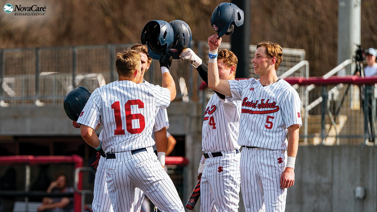 Third-seeded @SJU_Baseball opens the double-elimination MIAC Tournament against second-seeded Bethel at 7 p.m. Thursday at CHS Field in St. Paul!

LIVE COVERAGE/PREVIEW/TICKETS: gojohnnies.com/news/2024/5/8/…

#GoJohnnies #d3baseball