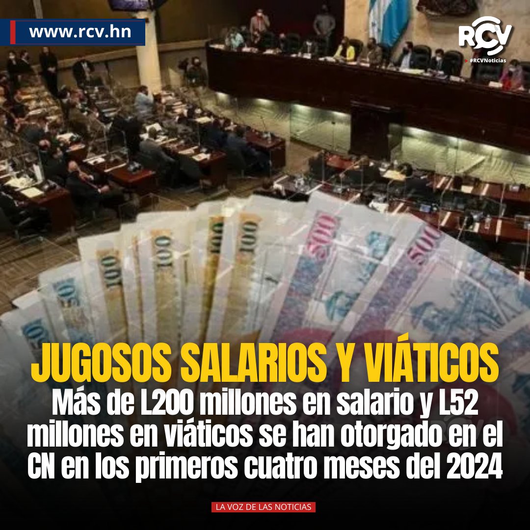 🔴Según el Director Transparencia de la #ASJ, Juan Carlos Aguilar, solo en los primeros cuatro meses de 2024 se han otorgado en el #CongresoNacional más de 252 millones de lempiras en salarios y viáticos.  #RCVNoticias

Ingrese a rcv.hn