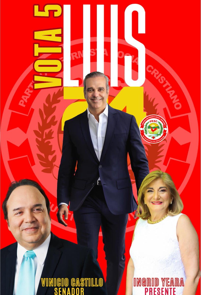 El duo ganador #VOTA5 @luisabinader Presidente @VinicioSenador nuestro Senador @PartidoPRSC @PRM_Oficial @QuiqueAntun @ingrid_yeara #Presente