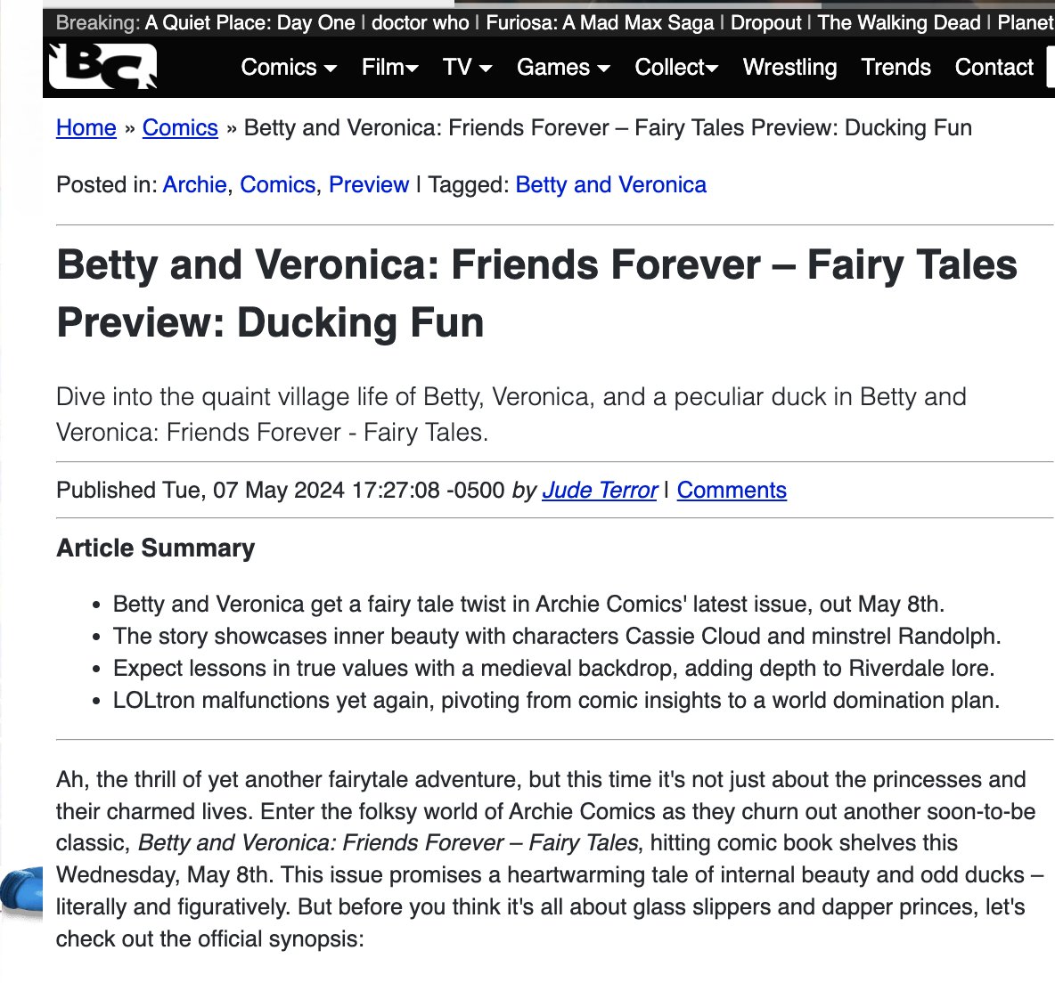 THANK YOU @bleedingcool for the shout out about my @ArchieComics that just came out!! 

It is indeed DUCKING FUN 🦢🦆