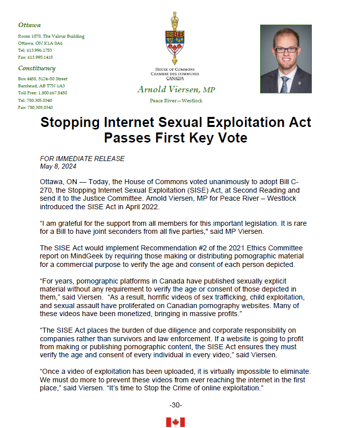 Great news! The SISE Act received a unanimous vote this afternoon in Parliament and has been referred to the Justice Committee.

Thank you to the survivors who have been working hard to raise awareness about this.