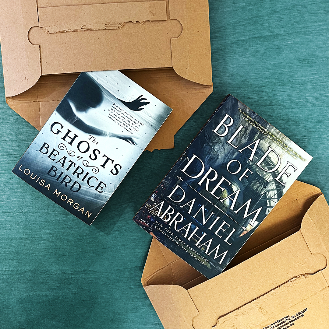 Book mail! Today we're unboxing the paperbacks of The Ghosts of Beatrice Bird by @WriterLouisa and Blade of Dream by Daniel Abraham.