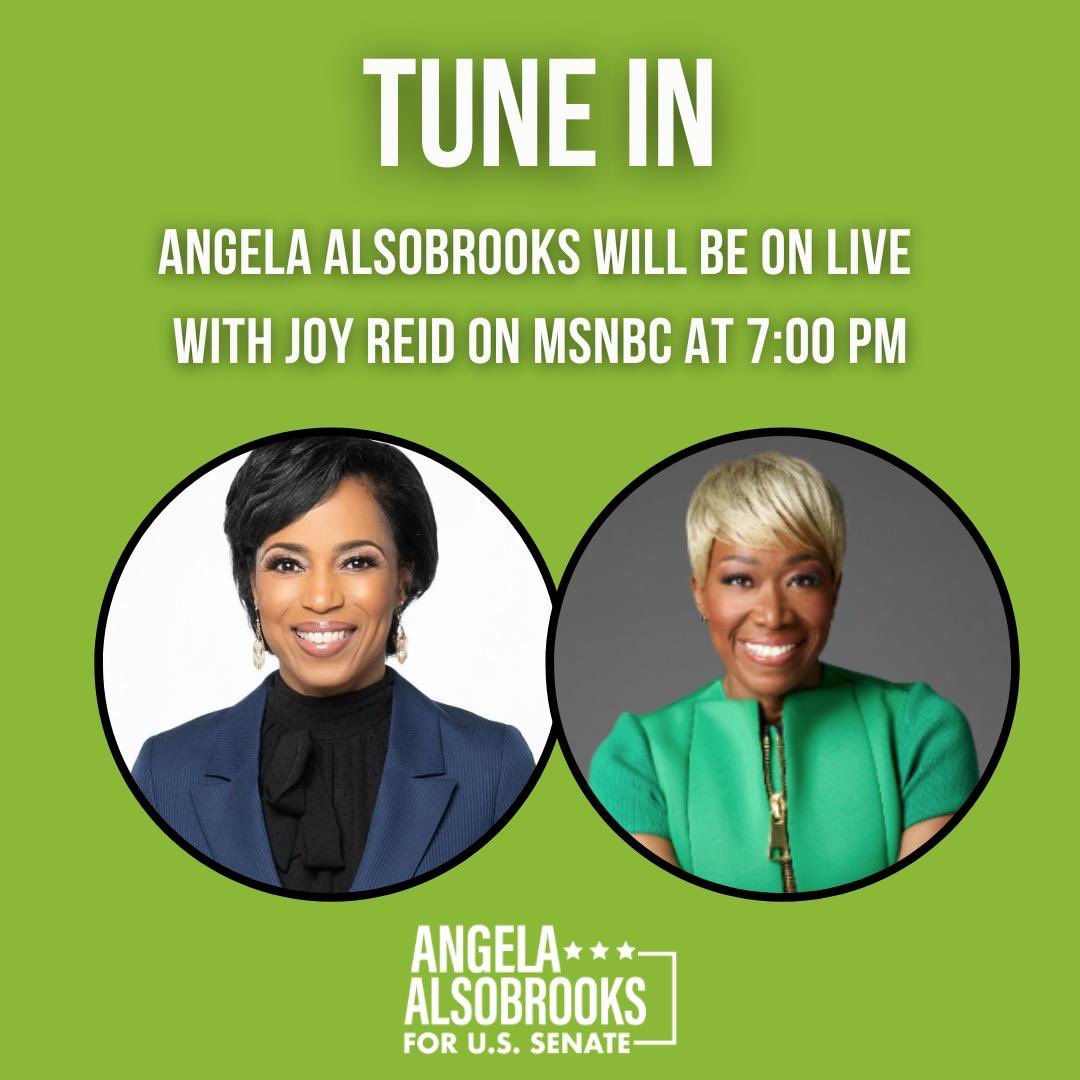Tune in to @MSNBC at 7 P.M. ET where I’ll be LIVE with @JoyAnnReid discussing my race for the U.S. Senate.