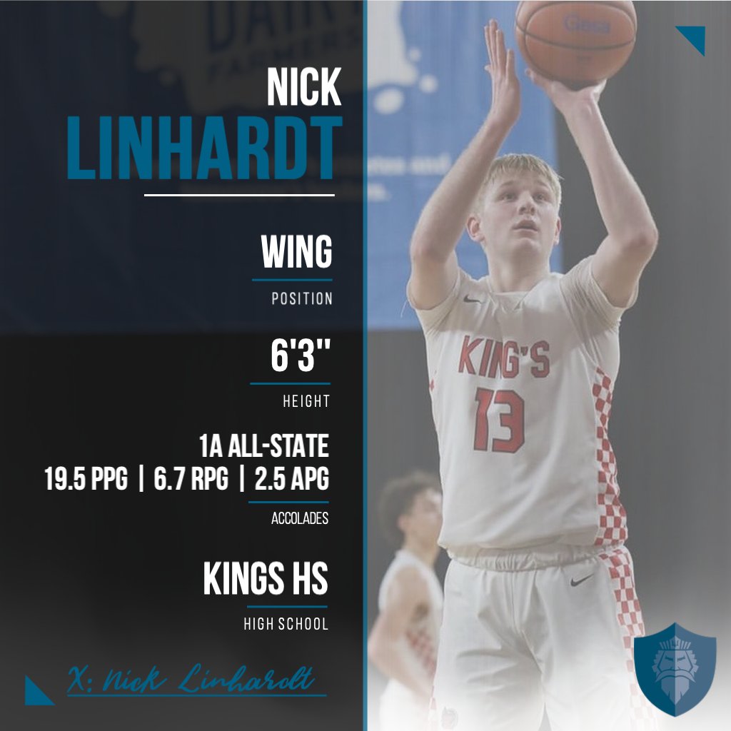 Excited to announce the signing of Nick Linhardt!! A local product from Kings HS, Nick had quite a senior season: 🔘19.5 ppg | 6.7 rpg | 2.5 apg 🔘1A All-State Selection 🔘2nd Team All-Area 🔘1st Team All-Emerald Sound Conference Welcome to the family, Nick! #tritonpride