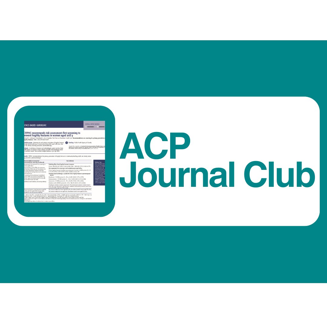 The latest from @ACPIMPhysicians #JournalClub is online now. Read the best new evidence for internal medicine from more than 120 clinical journals: ow.ly/9frQ50R7uMI @McMasterU