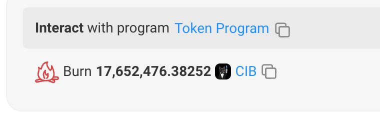 cibsol's tweet photo. Just burnt 75 SOL worth of $CIB tokens. https://t.co/Z73DeqH5vH