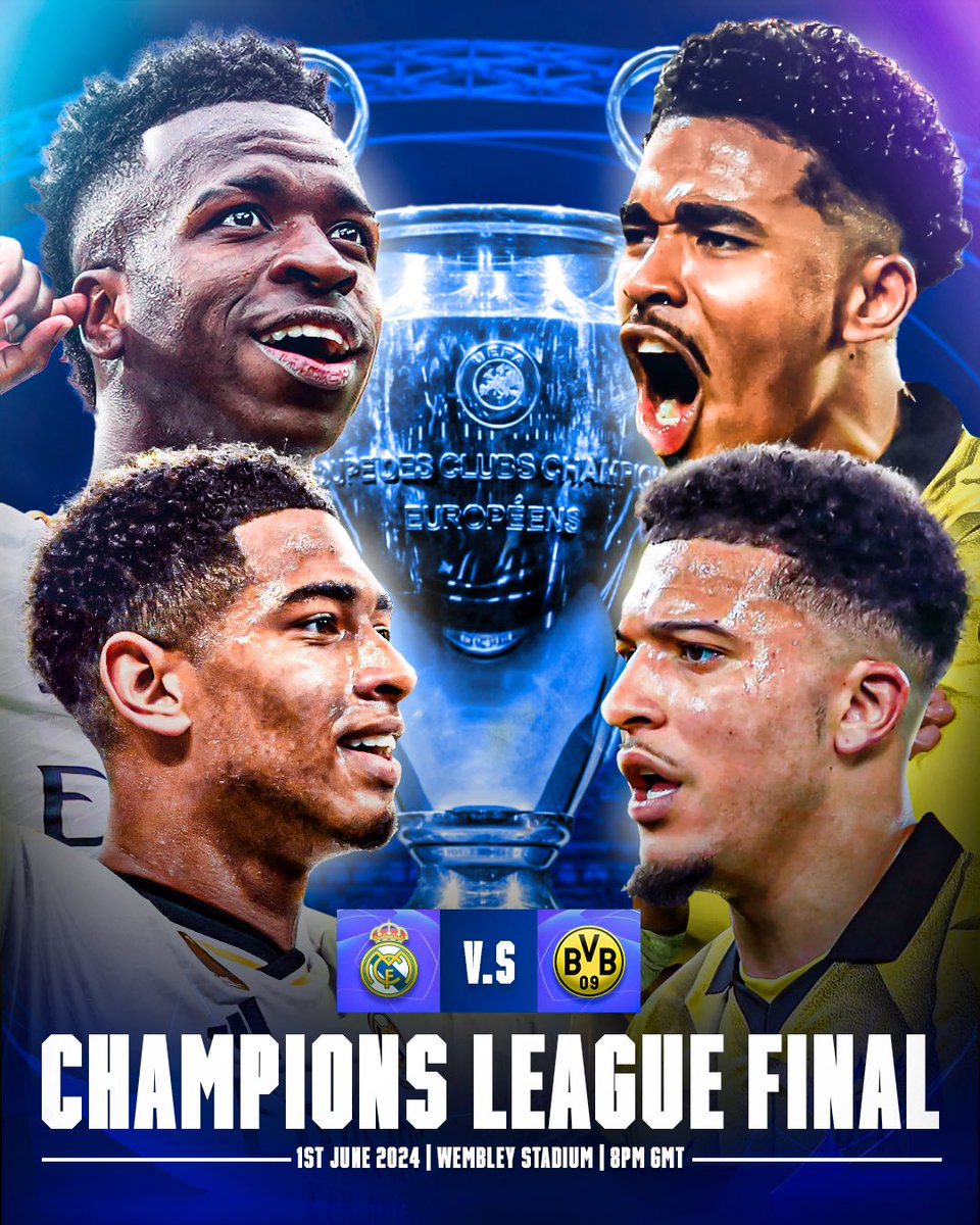 🏆🍿 Champions League final: Real Madrid 🆚 Borussia Dortmund.

Wembley, June 1st. ✨🏴󠁧󠁢󠁥󠁮󠁧󠁿