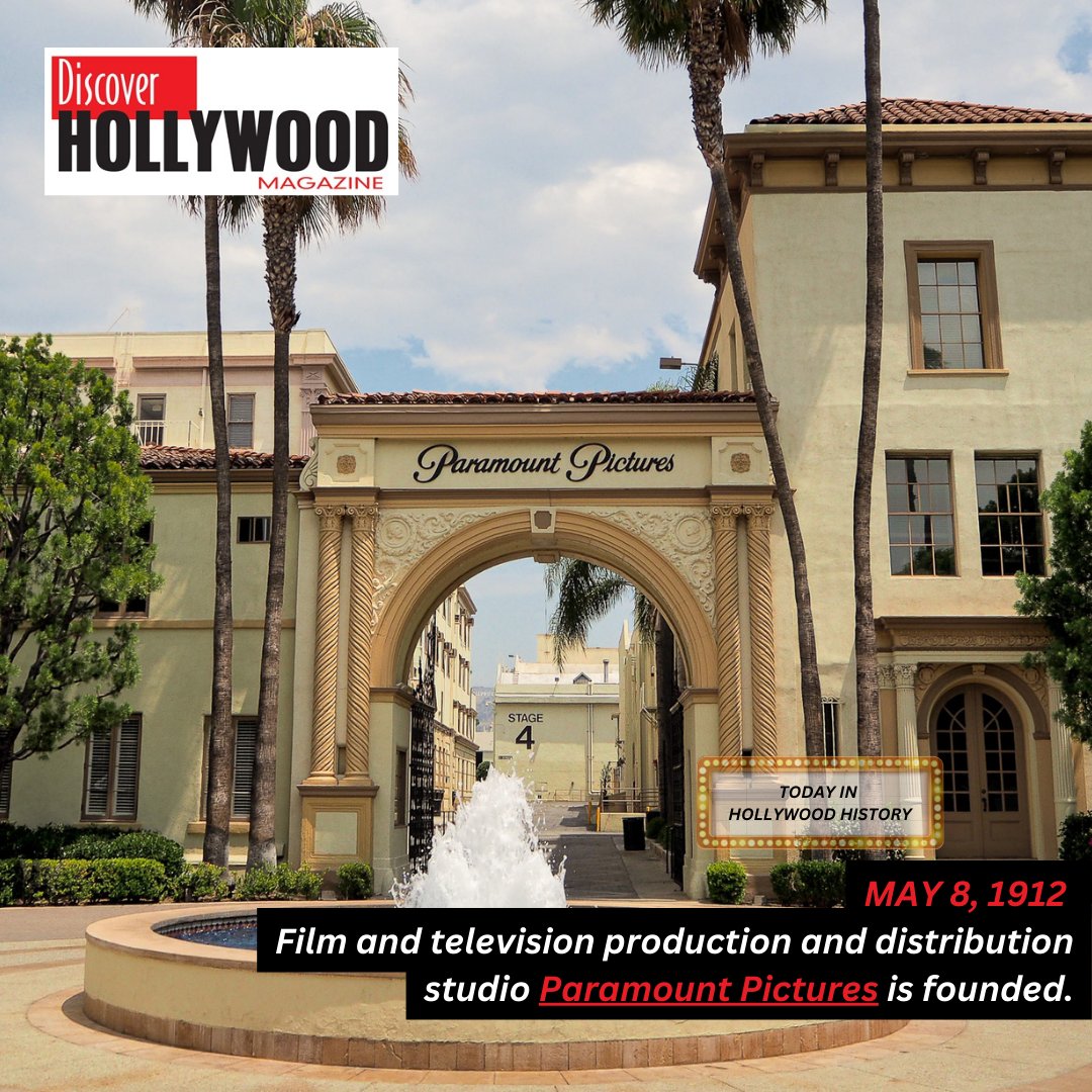 TODAY IN HOLLYWOOD HISTORY | MAY 8TH

In the year 1912, Film and television production and distribution studio Paramount Pictures(@paramountpics) is founded

#paramountpictures #discoverhollywood #hollywoodhistory #studios #history #film #distribution