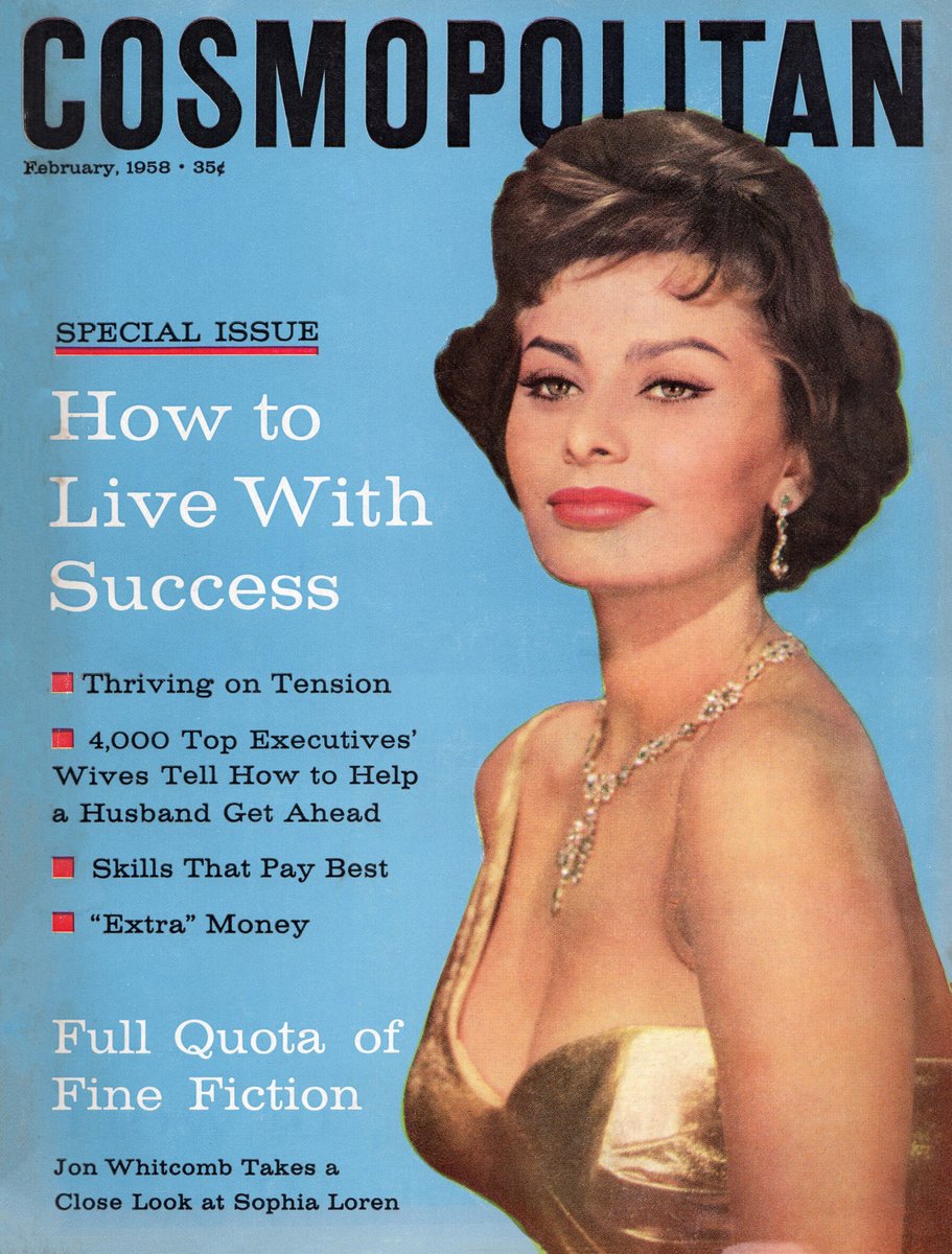 Cosmopolitan February 1958.

#SophiaLoren #magazines #vintage