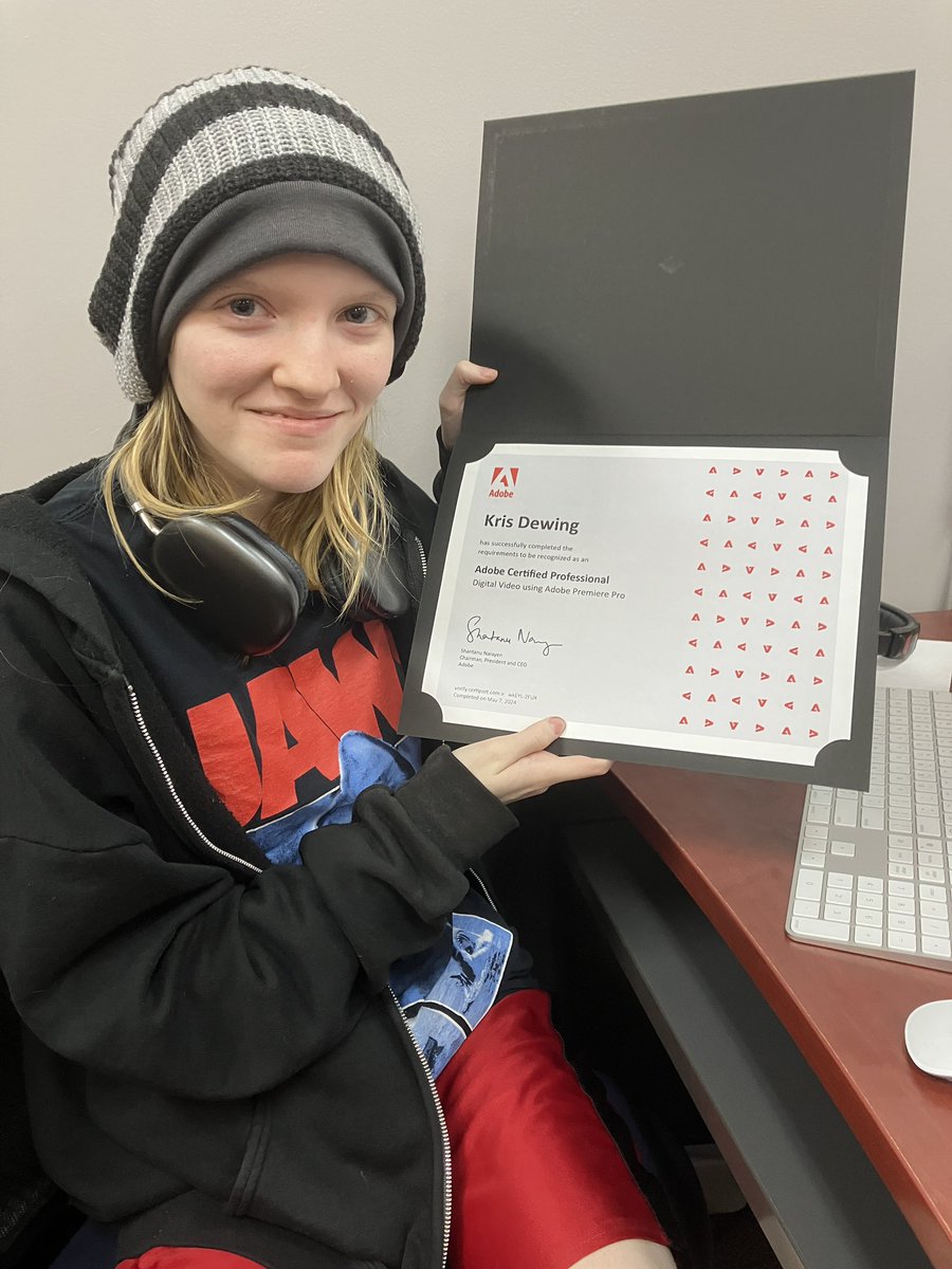 Three more Adobe Certified Professionals in Premiere Pro editing! Justin (SV), Shayla (@MECSDSpartans), and Kris (@Windsor_CSD) all passed the certification exam! 🎉 @BTCareerTechED