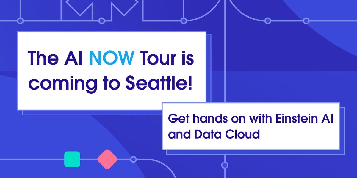 Next stop on the #AINowTour: Seattle! Register for the full-day technical workshop and learn from expert #developers as you get hands on with Einstein #AI and Data Cloud. Save your spot: ➡️ ainowtourseattle.splashthat.com