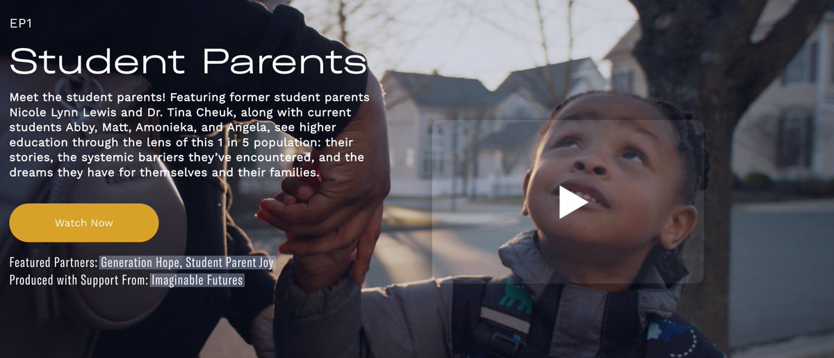 What am I most excited to see in @ThreeFrameMedia’s new #RaisingUp docuseries? 💕#Studentparents and their families thriving 💡Big ideas to increase #HigherEd accessibility 🌟Innovative leaders creating generational impact Watch the 1st short film now: raisingupstudentparents.com