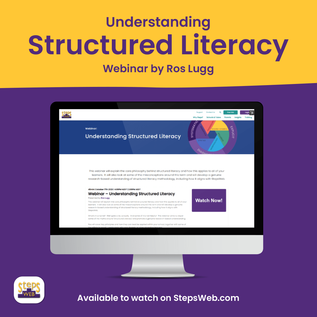 Need a refresher on a structured literacy approach to teaching? 

Ros Lugg's Understanding Structured Literacy webinar is available to watch for free on the StepsWeb website: hubs.li/Q02wBW0f0

#StructuredLiteracy #LiteracyforAll