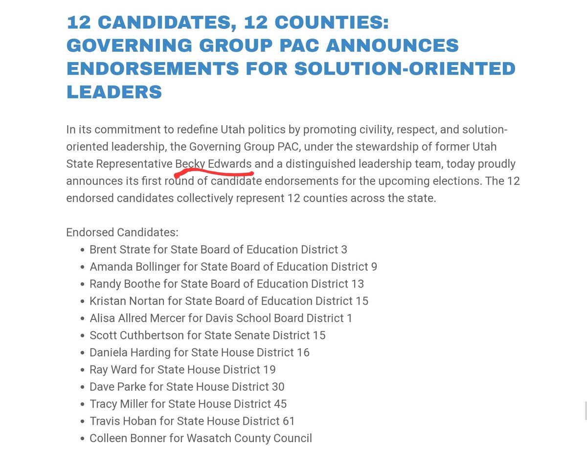 Nothing says 'independent nonpartisan' like the co-chair of the Utah Debate Commission making formal candidate endorsements for upcoming elections and then asking those same candidates to participate in debates hosted by the commission. @UtahDebateCom #utpol