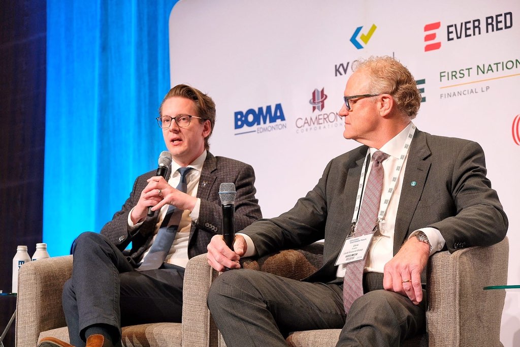 It was a pleasure to be at the Edmonton Real Estate Forum earlier this morning. It was great to be joined by Chris Fowler, CEO of Canadian Western Bank, Dave Young, Managing director of @CBRE , and Rohit Gupta, President of @RohitGroup to chat about the current and future