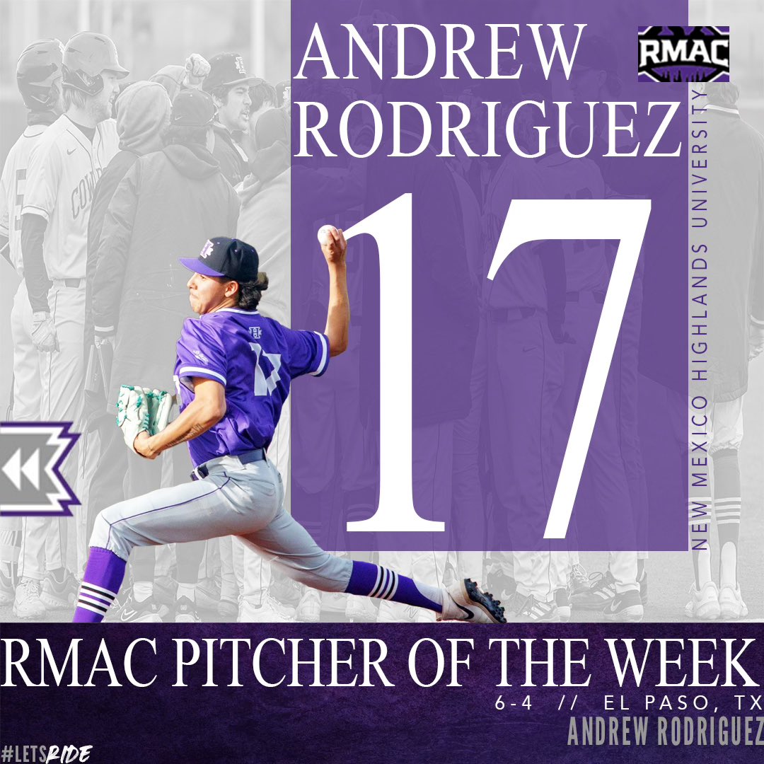 Congratulations to Andrew Rodriguez for being RMAC Pitcher of the week! #LetsRide 🤠