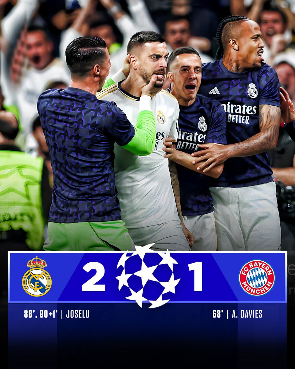 ashster15's tweet photo. They have done it again. Never say die. This is #RealMadrid 

#HalaMadrid 

Thanks @MrAncelotti brilliant as usual. https://t.co/vPPYXOBYEU