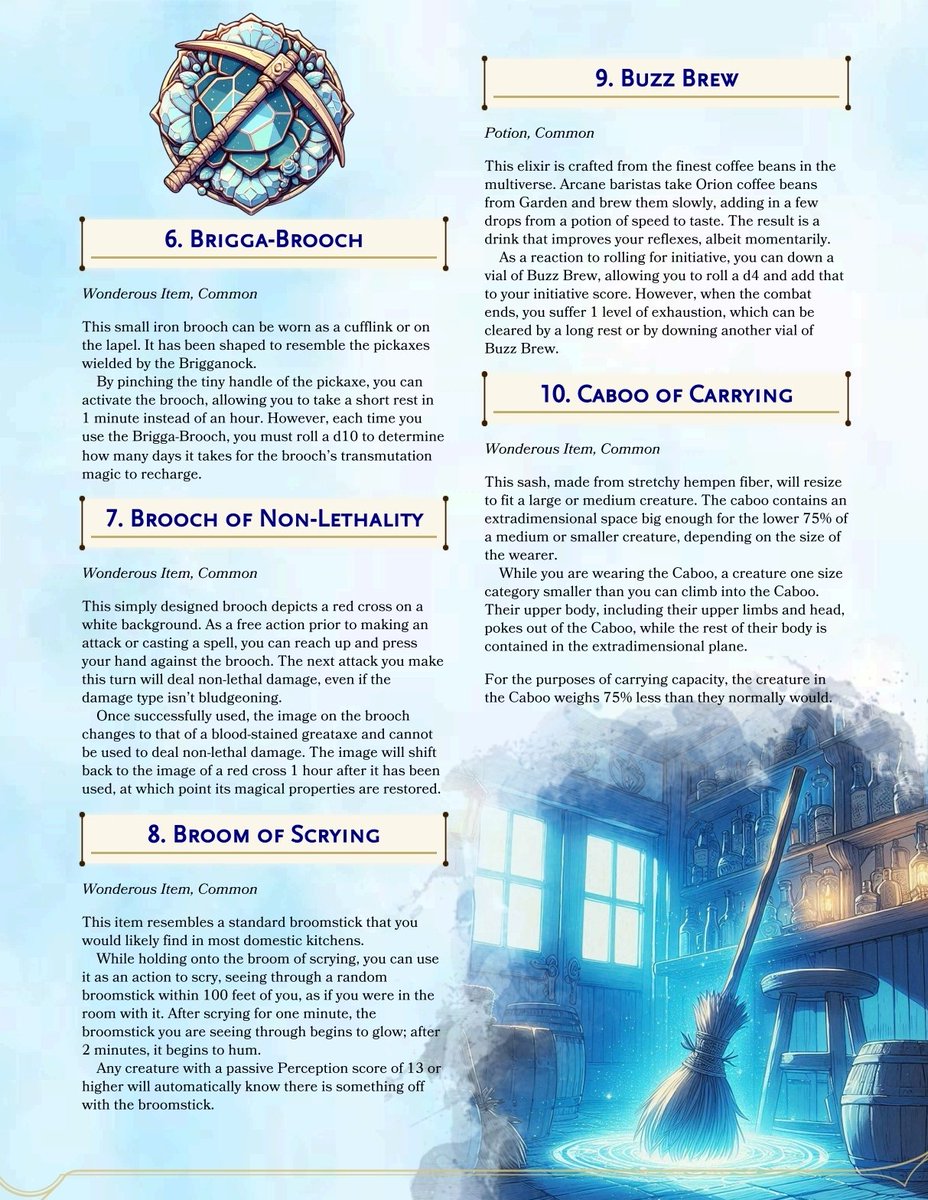 Putting the finishing touches on our latest suppliment 'Gonzo's Emporium of Unique Curiosities and Strange Trinkets' A book that adds 101 quirky new common magical items, a side quest into the Shadowfell and 3 new bizarre monsters.

#dnd #dnd5e #onednd #magic #wizards