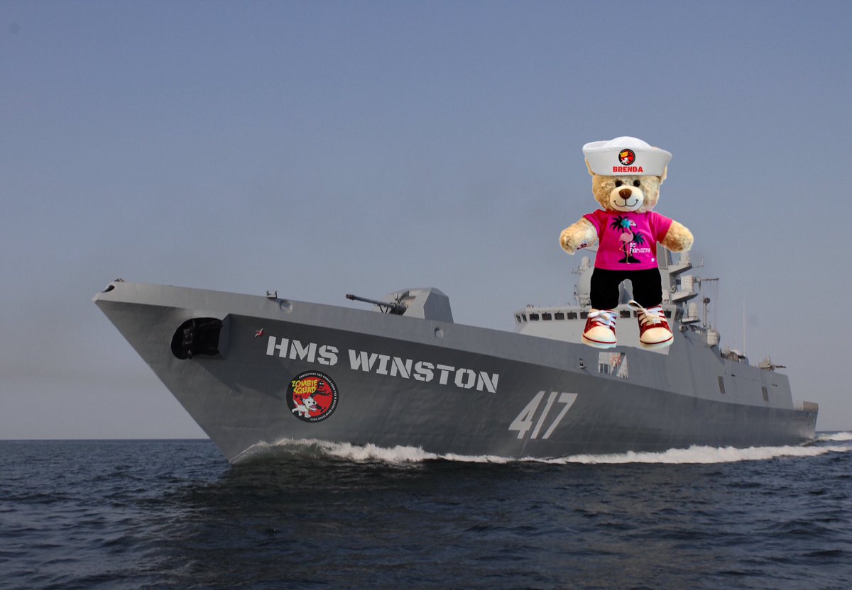 Ahoy Brenda @BearfaceBrenda welcome to #ZSHQ , we have prepared your patrol kit, including Teddy Bear rations. Make a bear noise when you need help from @ZombieSquadHQ *pipes Brenda on board the Zombie Destroyer HMS Winston*