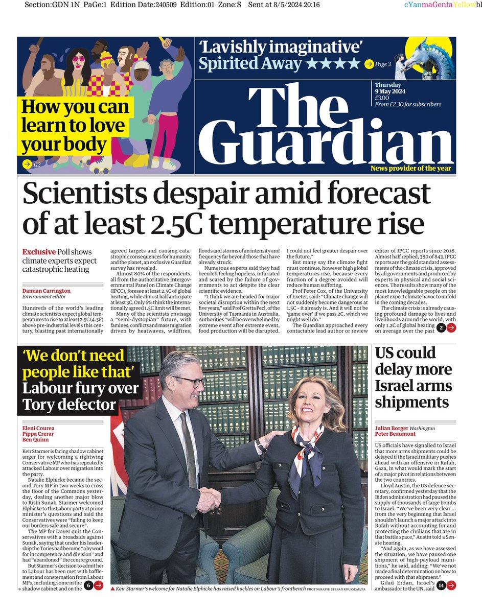 GUARDIAN: Scientists despair amid forecast of at least 2.5c temperature rise #TomorrowsPapersToday