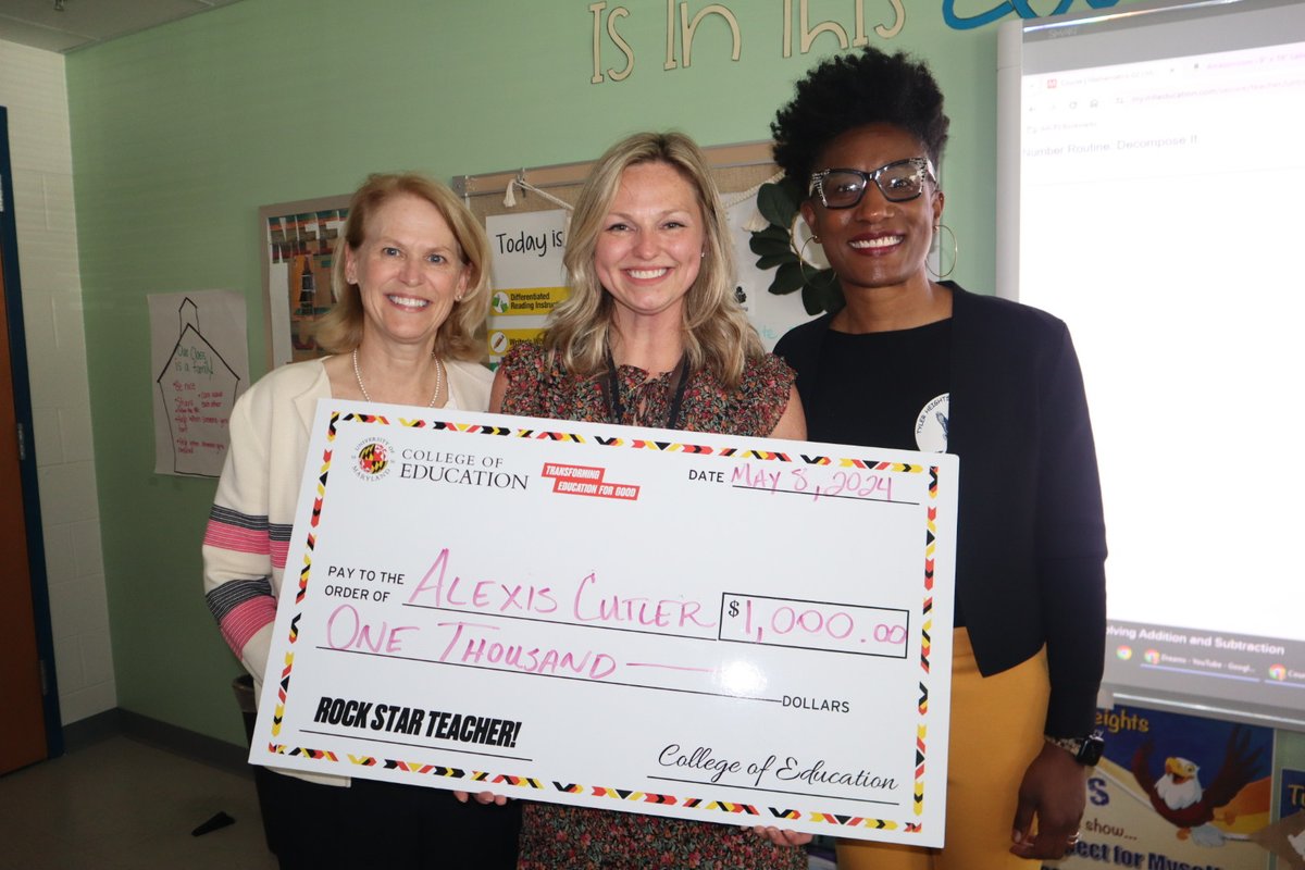 For the past 8 years, second grade teacher Alexis Cutler ’16 has made a huge impact on @TylerHeights ES. She's regularly sought 'as a model classroom for teaching techniques and equitable strategies' - TylerHeights ES Principal Walsh. #EdTerpsThankATeacher