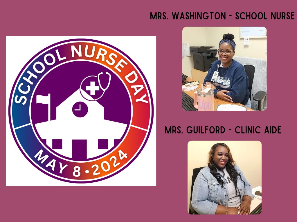 👩‍⚕️🩺 Happy School Nurse Day! 🎉 Today, we celebrate Nurse Washington and Clinic Aide Guillory for their dedication to the health and well-being of our students and staff. Thank you for all that you do! 🏥💙 #SchoolNurseDay