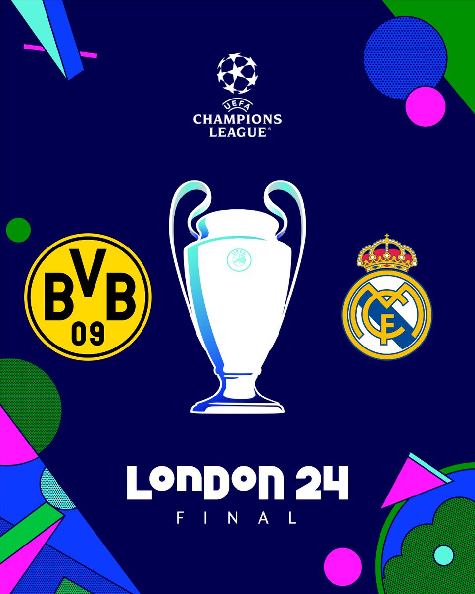 ¡Definida la gran final de la Champions League!🏆 Borussia Dortmund 🆚 Real Madrid 📍 Wembley.