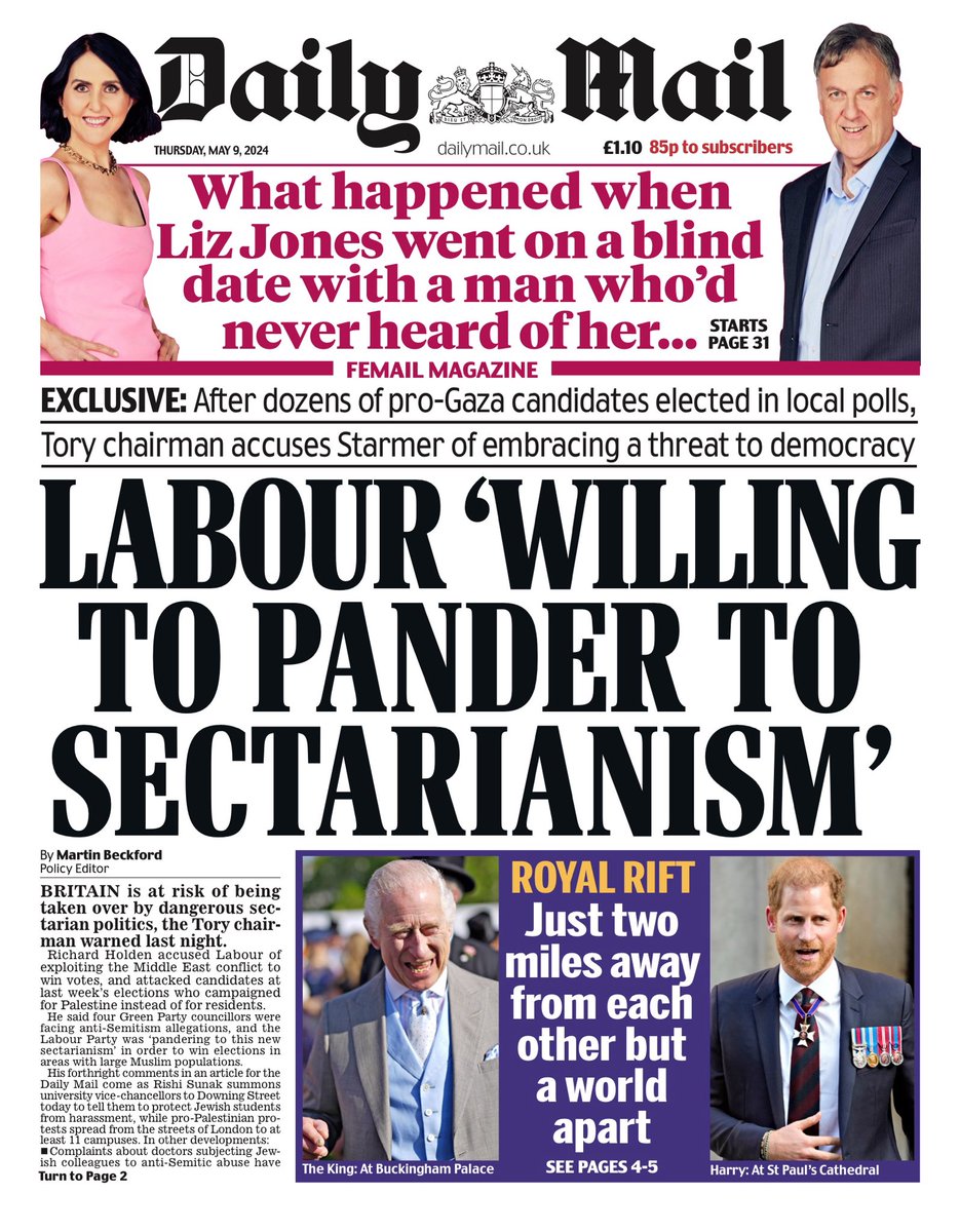 MAIL: Labour ‘willing to pander to sectarianism’ #TomorrowsPapersToday