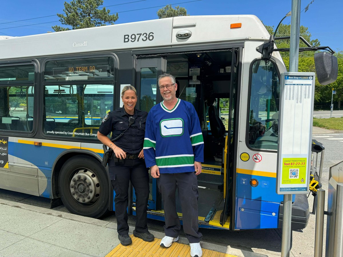 If you’ll be taking transit to watch the @Canucks game tonight, either at Rogers Arena or at a viewing party, Transit Police officers, dispatchers, @mvtp_cso, along with @translink frontline staff, will be working to help keep you safe. Text 87.77.77 if you need us! #GoCanucksGo