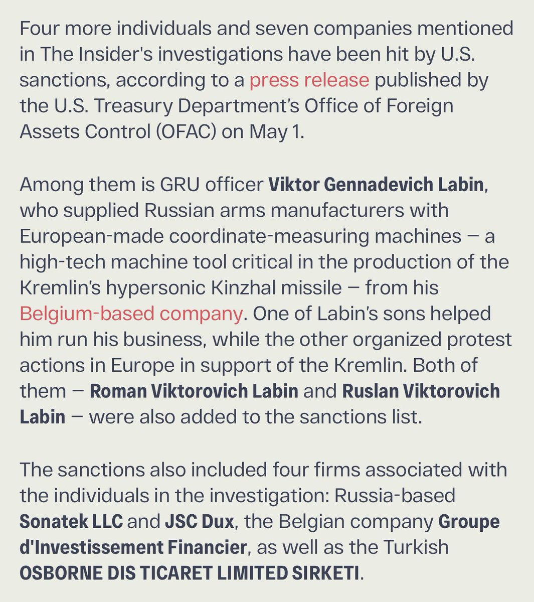 Worth adding, that some European vendors involved in Kinzhal manufacturing were sanctioned only a couple of months ago by the EU, and just a few weeks ago by the U.S. About a year after journalists published their investigation into it.