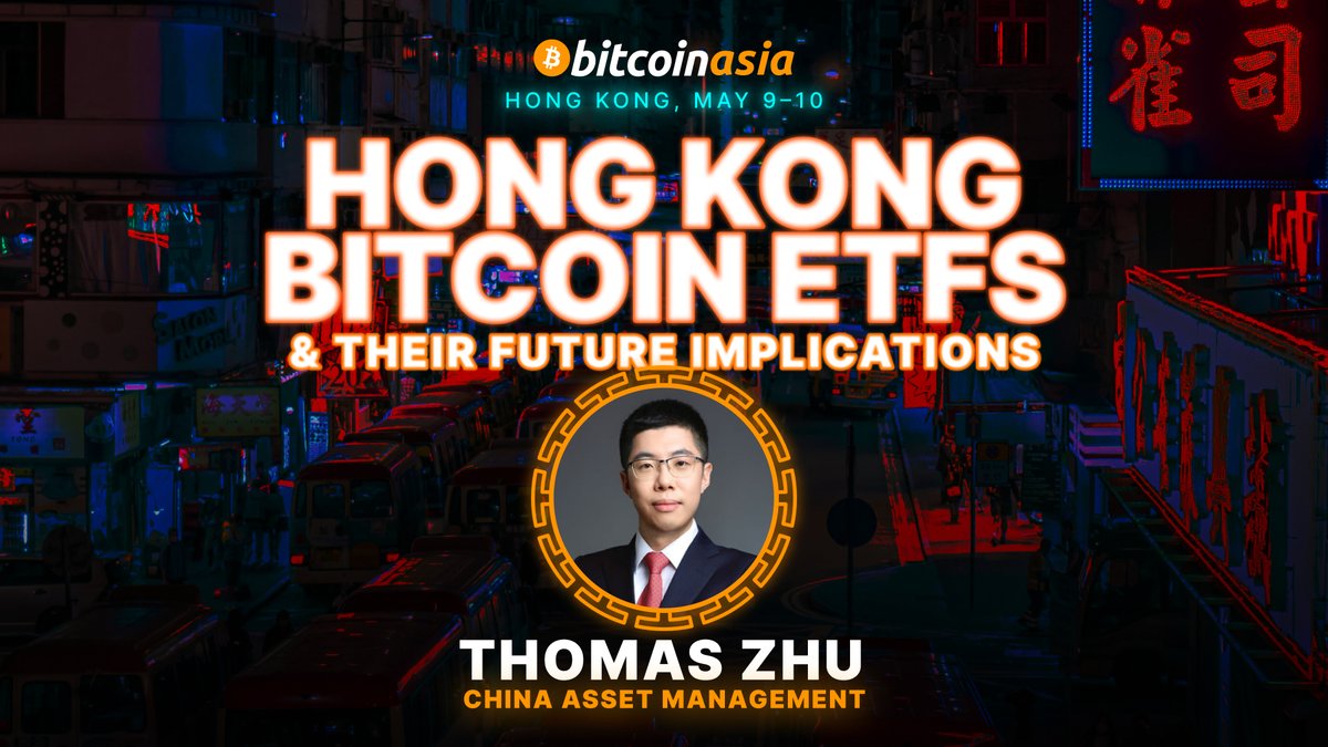 All eyes are on the global #Bitcoin ETF race, and this week the focus will be squarely on Hong Kong 🇭🇰 For the full lowdown, come see Thomas Zhu presenting 'HONG KONG BITCOIN ETFS & THEIR FUTURE IMPLICATIONS', only at #BitcoinAsia 🙌🔥