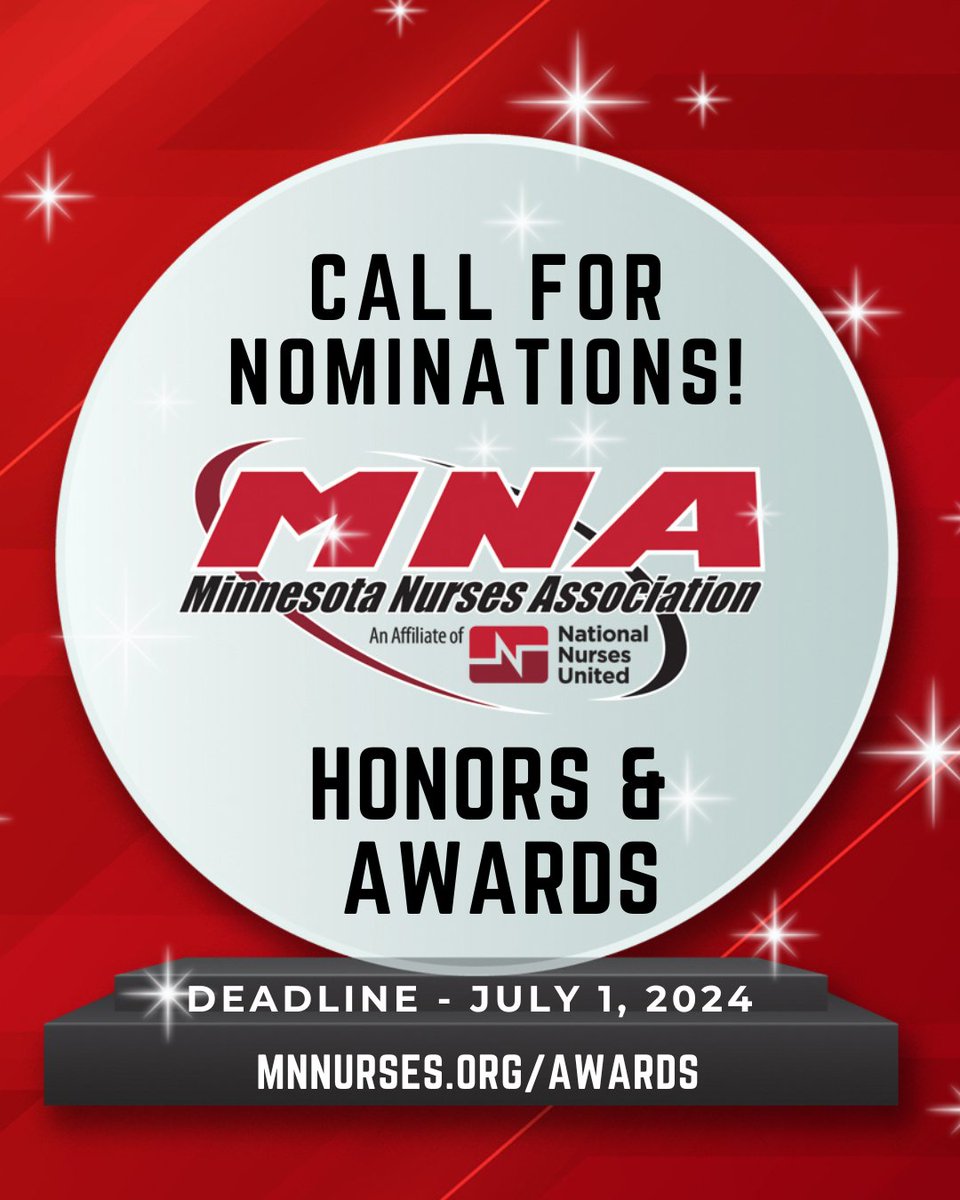📢MNA MEMBERS📢 Celebrate #NursesWeek by nominating a fellow nurse who deserves to be recognized for their achievement and dedication! Learn more and nominate here: mnnurses.org/awards