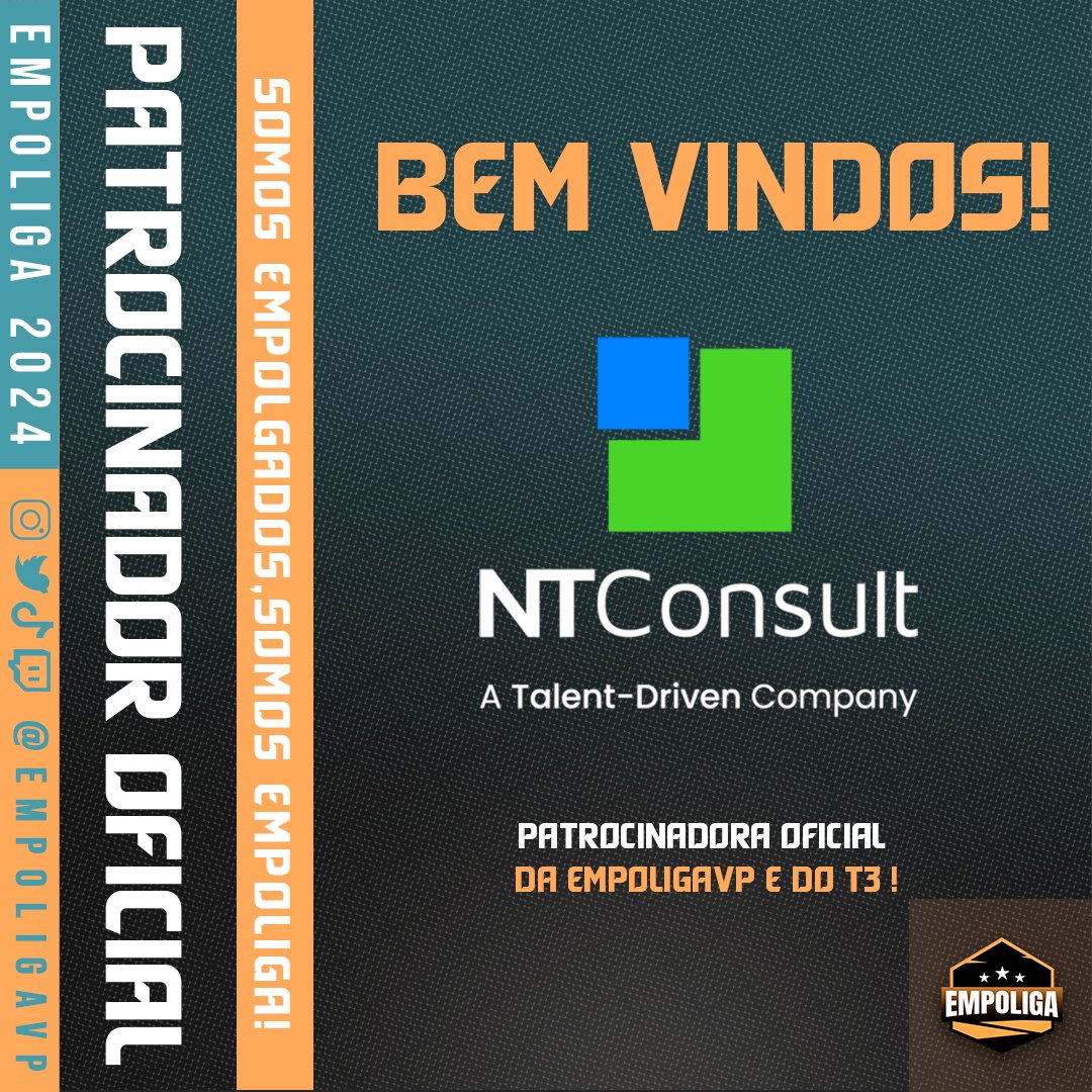 🔥NOVO PATROCÍNIO EMPOLIGADO! 🔥

É com MUITO ORGULHO que apresentamos para vocês nosso mais novo patrocinador oficial!

Seja bem vinda <a href="/ntconsult_/">NTConsult</a> ! 

Muito obrigado por apoiar a gente e acreditar nos sonhos de quem ama os Esports! 🙏

#EmpoligaVP #SomosEmpolgados #SomosEmpoliga