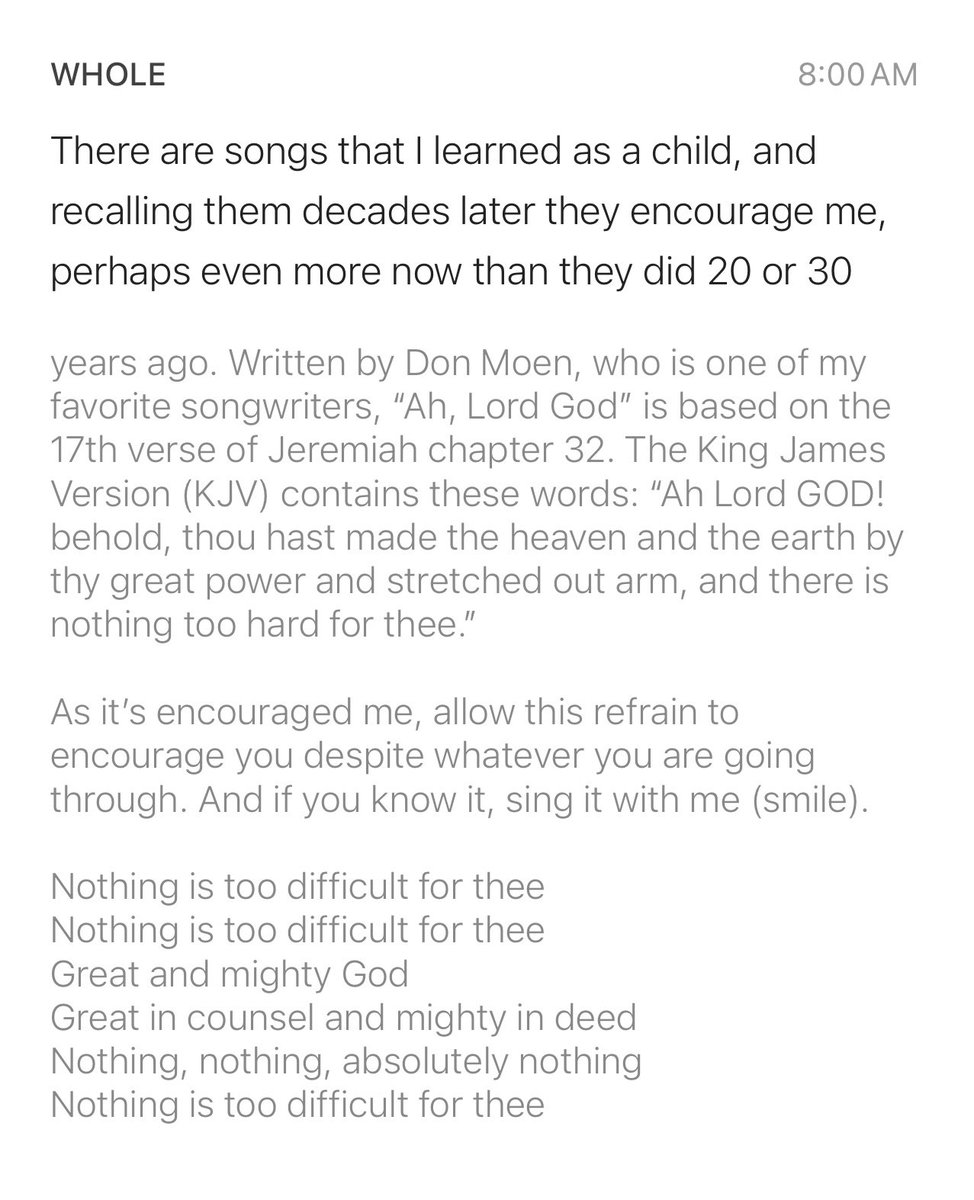 Evening Meditation. There are songs that I learned as a child, and recalling them decades later they encourage me, perhaps even more now than they did 20 or 30 years ago. Written by Don Moen, who is one of my favorite songwriters, “Ah, Lord God” is based on the 17th [read more]